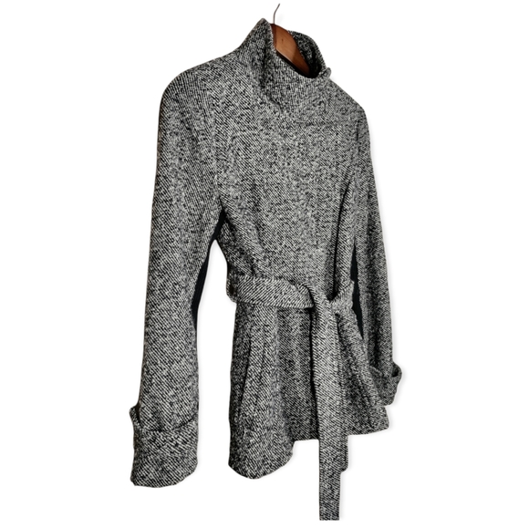 RACHEL Rachel Roy gray tweed versatile tie waist coat - Picture 3 of 5